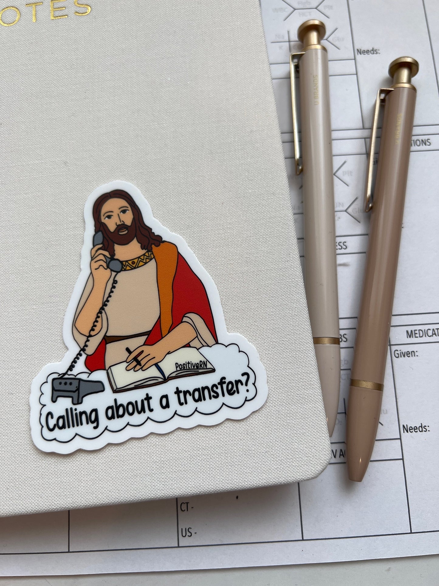 Transfer to Jesus | Nurse Medical Die Cut Vinyl Sticker Waterproof Critical Care Med Surg RN LVN Student Physician ICU Emergency