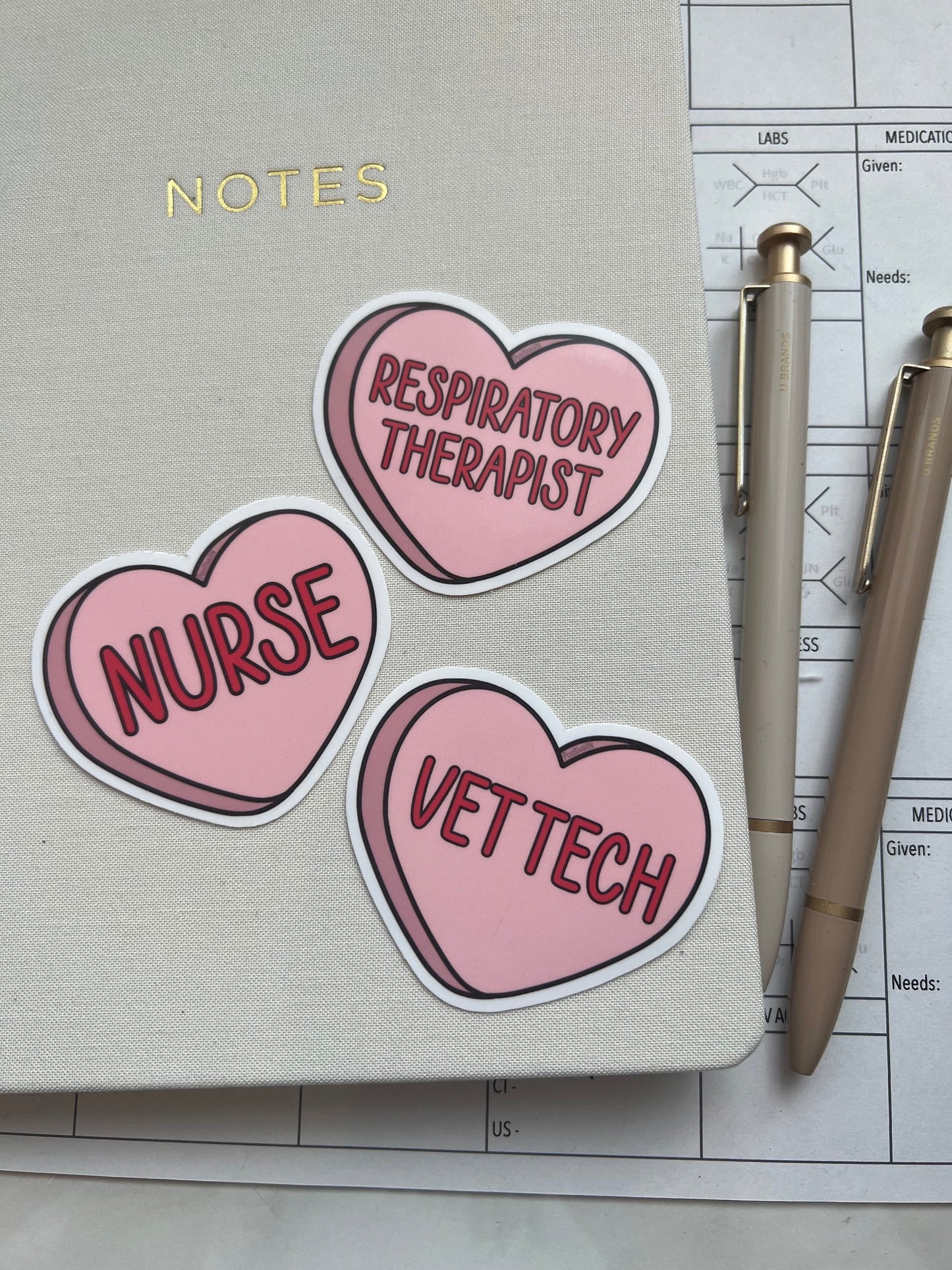 Nurse Candy Heart Valentine | Medical Sticker Critical Care RN LVN Student Physician ICU Emergency Vet Tech Respiratory Therapist Assistant