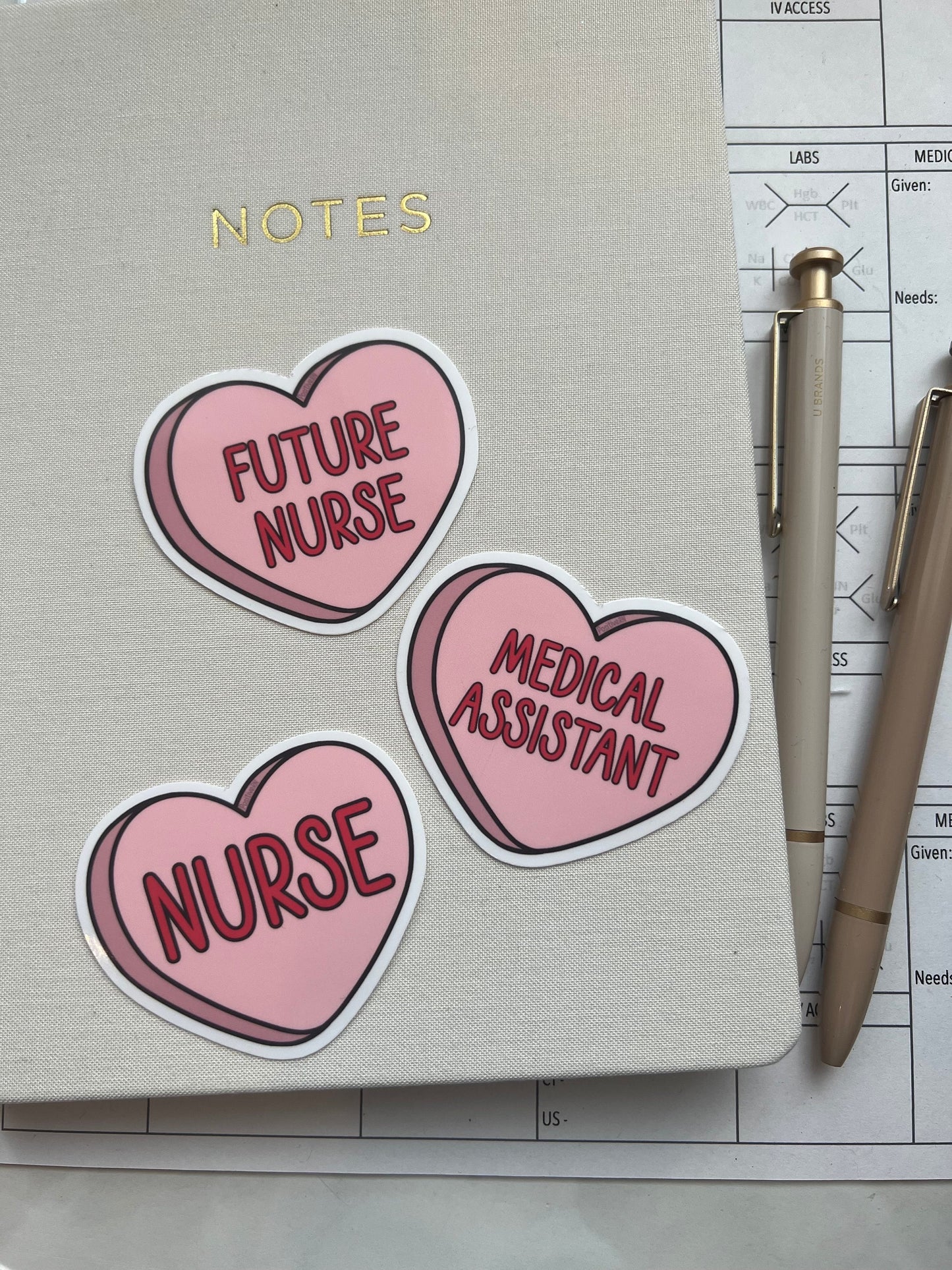 Nurse Candy Heart Valentine | Medical Sticker Critical Care RN LVN Student Physician ICU Emergency Vet Tech Respiratory Therapist Assistant